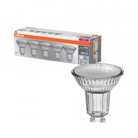 5er-PACK OSRAM LED GU10 Strahler PAR16 2,6W wie 35W neutralweisses Licht mit schmalem Lichtkegel 36° GLAS
